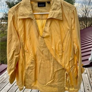 Avenue Yellow Wrap Blouse Blouse Women’s V-Neck Crossover Yellow Top Size 22/24